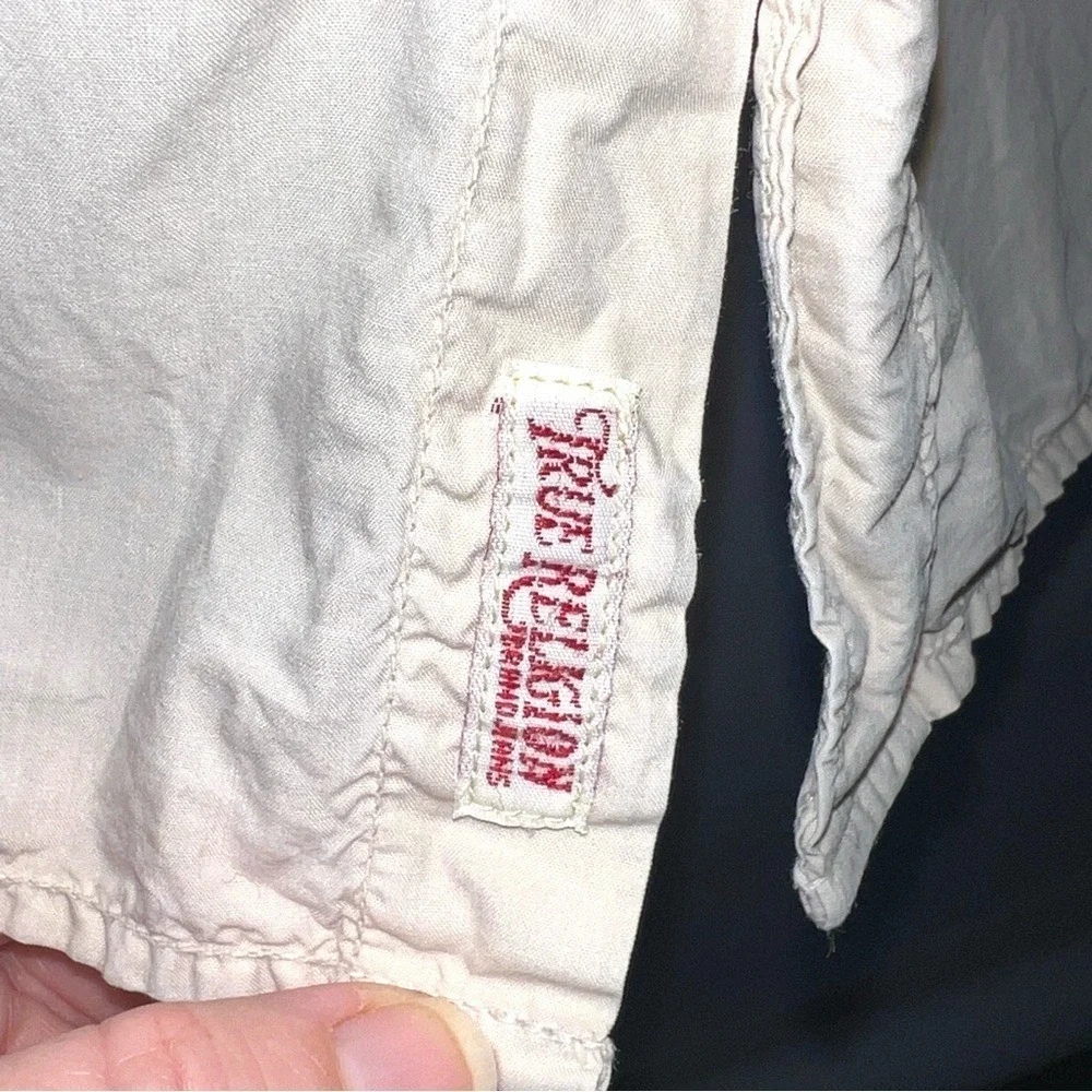 Vintage Man's rugged True Religion cotton Button down shirt Beige‎ XL